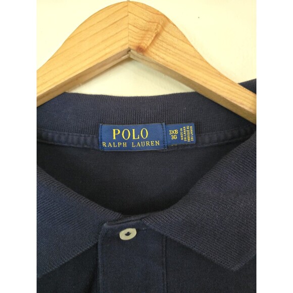 Polo Ralph Lauren Shirt Mens 3XB Big Navy Blue Short Sleeve Red Polo Logo Cotton - Picture 6 of 8
